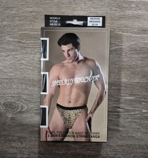 Vintage Men  s String Tanga Cheetah Print 80  s 90  s Med Gay Interest 3pk