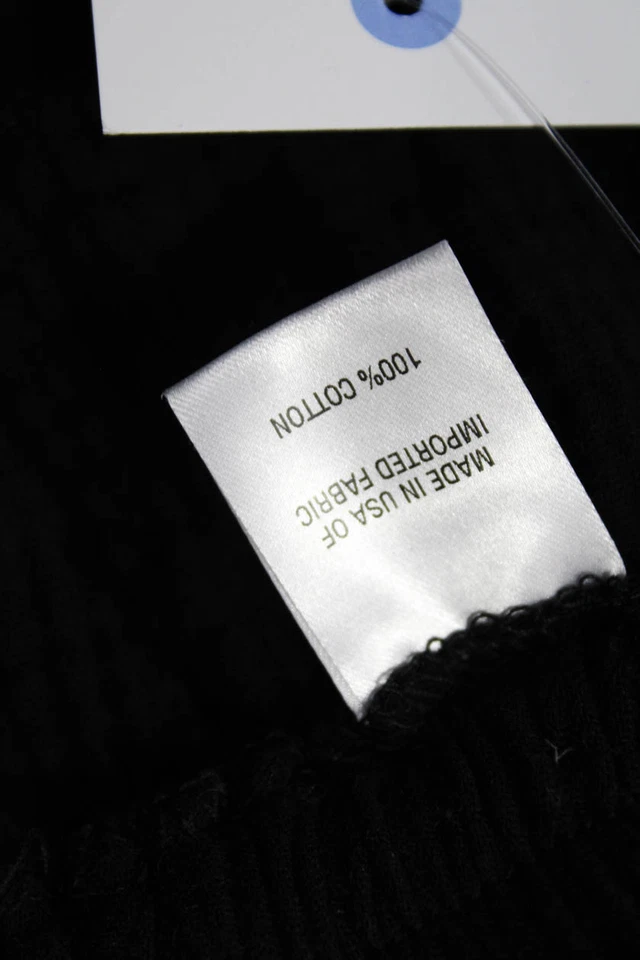 Pantalones informales de pierna ancha con detalle de abertura de algodón Drew para mujer negros lisos talla XS Foto 4 de 4