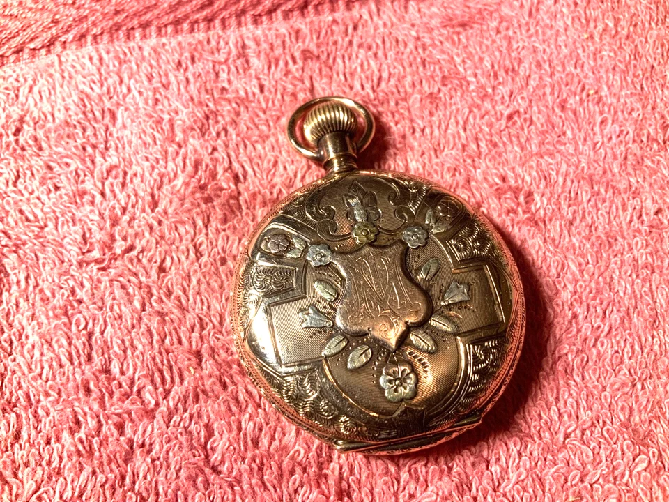 1895 ELGIN 14K SOLID GOLD POCKET WATCH 6S 7J  FULL HUNTER CASE RUNS GRADE 56 Exc - Image 3 of 4
