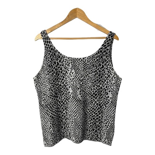 Joan Vass Snakeskin Print Cardigan Tank Top Set Cotton Women Size Large Petite - Picture 4 of 9