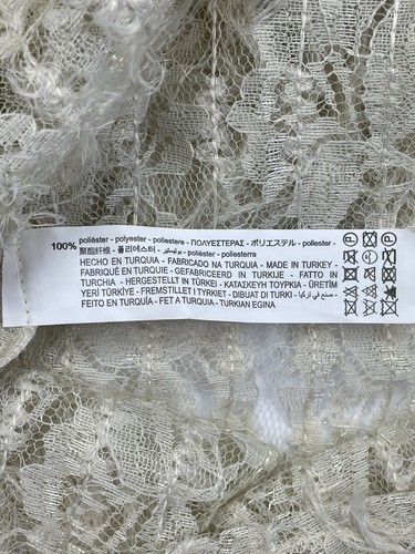 Neu mit Etikett Zara kurzärmliges transparentes Oberteil mit Fransen creme ecru V-Ausschnitt Größe Medium - Bild 9 von 11