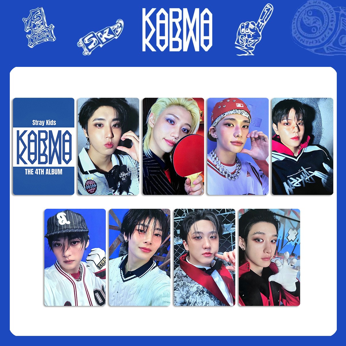 8pcs/set STRAY KIDS KARMA Self Made Photo Cards HOORAY Album