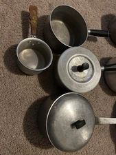 Vintage Cast Aluminum Sears Cooking Pot With Lid And Other Vintage Pots