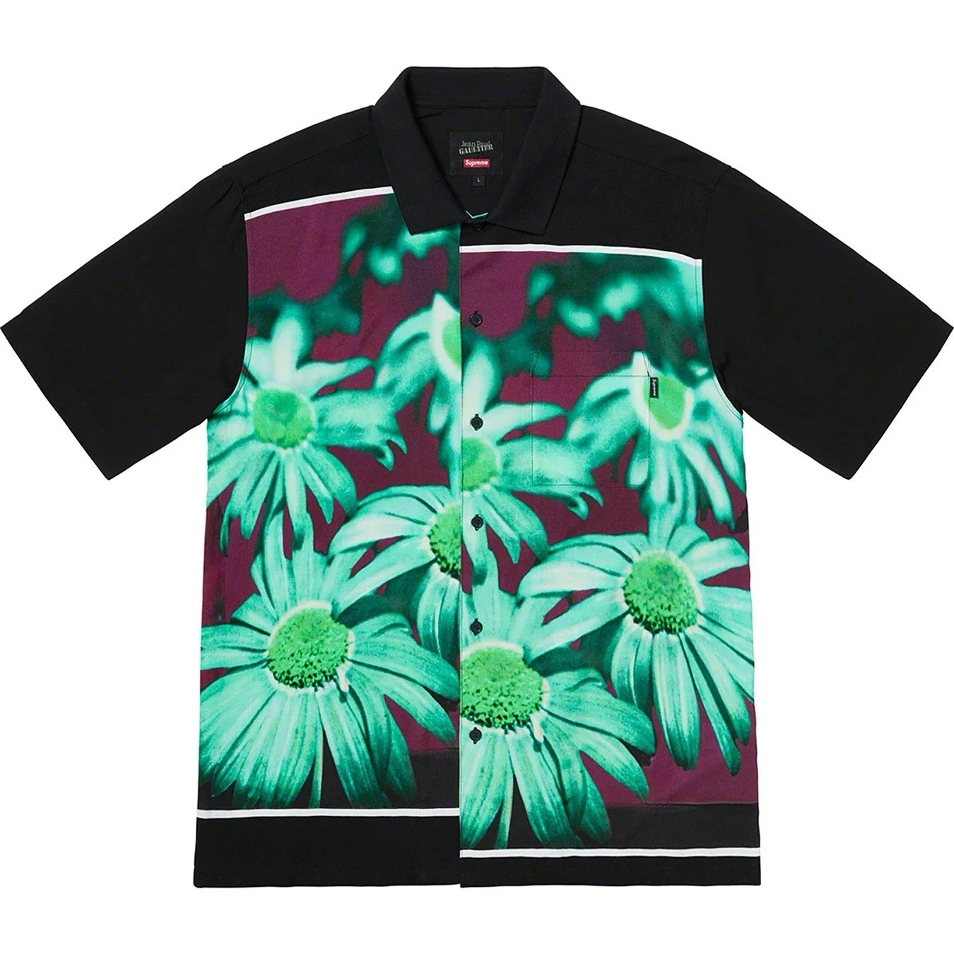 Chemise Supreme x Jean Paul Gaultier Flower Power rayonne XL couleur rare SS19