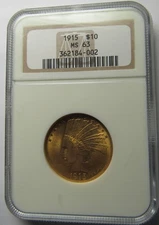 1915 $10 Gold Indian NGC MS63, Old Holder, Much Better  Coin!