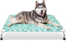 Heavy-Duty Elevated Dog Bed for Large Dogs - Stylish Blue with Washable Fabric