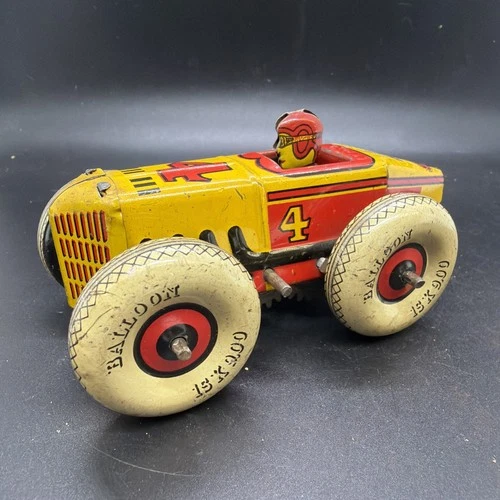 Marx #4 Racer Vintage Windup Toy Race Car