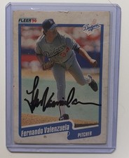 FERNANDO VALENZUELA 1990 Fleer Signed Autograph Baseball Card LA Dodgers Auto
