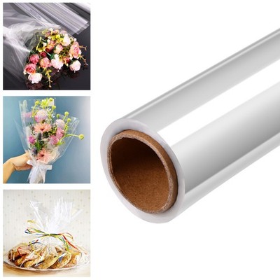 Durable Silver Cellophane Roll 2.5 Mil Clear Wrapping Paper for Flowers Gifts