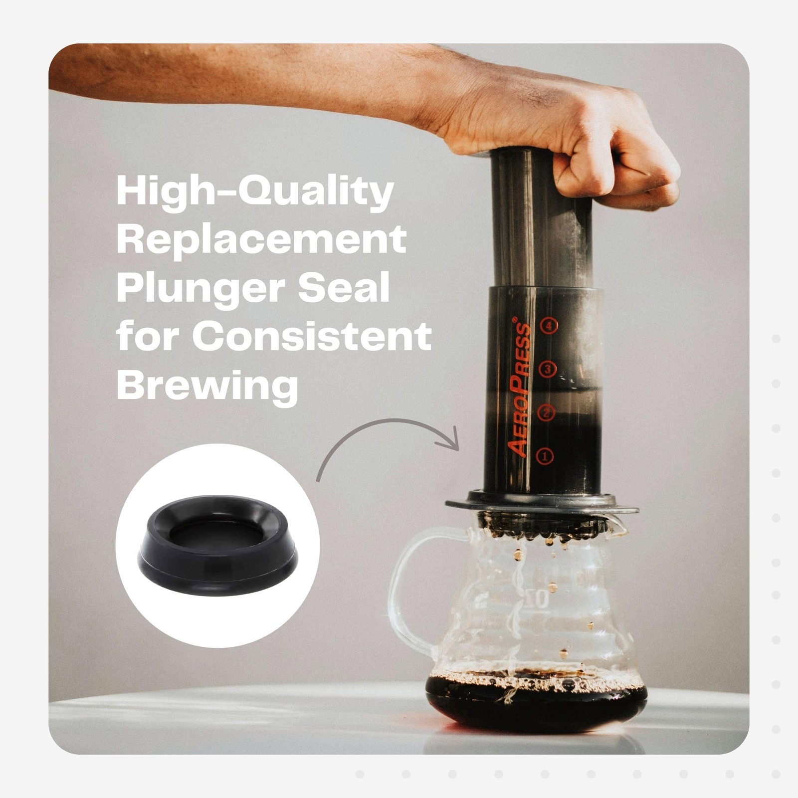 Replacement Plunger Seal, Compatible with Aeropress&reg; Coffee and Espresso Maker