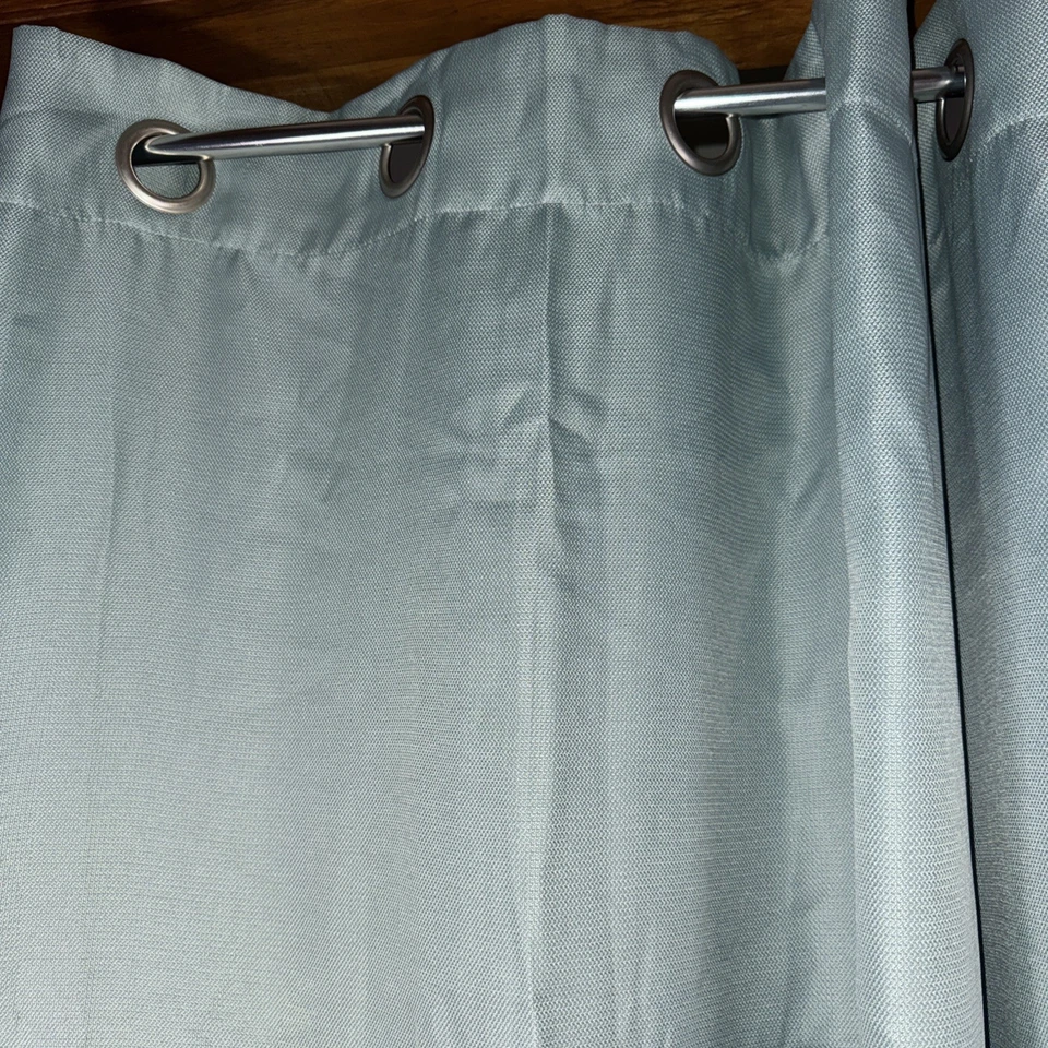 Blue Woven Polyester Unlined Curtain Panels Ring Rod Pocket 40 x 84 in Lot Of 2 - Image 3 of 4