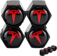Red Tire Valve Stem Caps for Tesla Model 3, S, X, Y  Leakproof Aluminum Tire Va