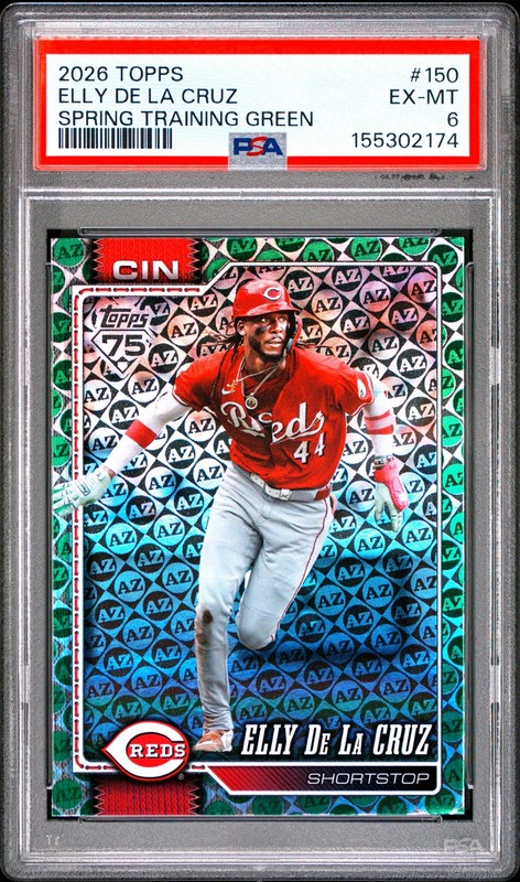 2026 TOPPS SPRING TRAINING GREEN #150 ELLY DE LA CRUZ 79/99 PSA 6