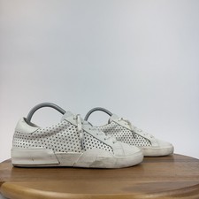 Womens Dolce Vita Zina 360 White Perforated Leather Low Sneakers Size 7.5 M GUC