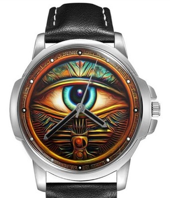Ägyptische Auge Von Horus Selten Lederarmband Big Ziffernblatt Armbanduhr