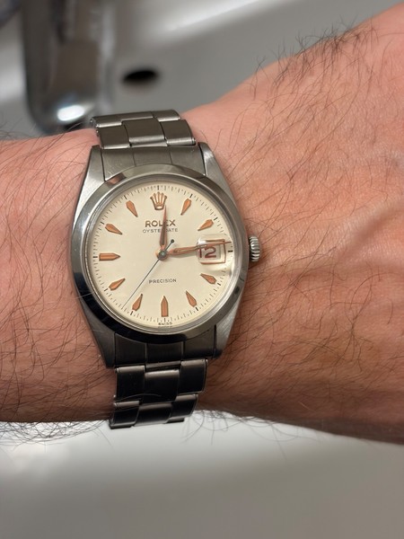 Rolex Oysterdate Precision 6494 Original Dial Pink Dagger Marks