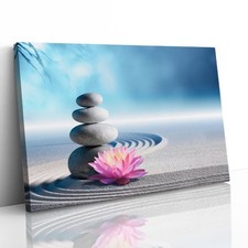 Sand Lily and Zen Stones Canvas Framed Print Picture Wall Art