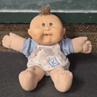 Vintage Cabbage Patch Preemie Brown Tuft Hair Eyes Open Mouth Clothing HM18