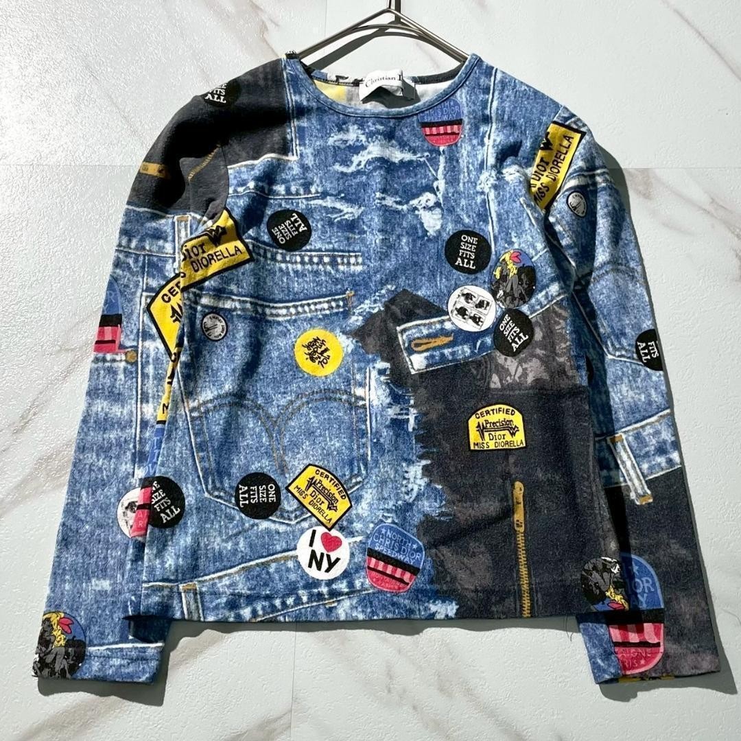 Christian Dior Denim Print Long T-Shirt Size XXXS John Galliano Era 2001 JAPAN
