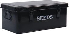 Seed Saving Box, Metal Bin, Storage Organizer Black