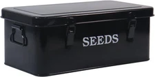 Seed Saving Box, Metal Bin, Storage Organizer Black 