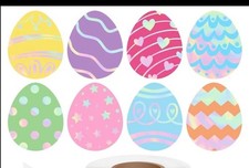 40 PCs 1.2x1.3 Inch Easter Egg Shaped Iridescent Pastel Colorful Stickers