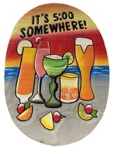 ITS 5:00 SOMEWHERE TIKI BAR SIGN TROPICAL WALL ART WOOD DECOR
