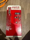 Coca Cola Vending Machine Coin Bank Red White Metal Vintage Style 7.5”