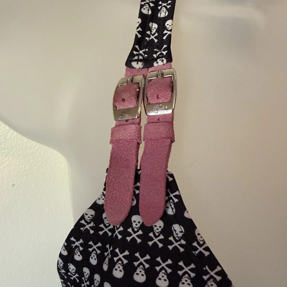 Shi Bikini Set Black Womens Size S Micro Mini Skirt Goth Skull Crossbones Y2K - Image 4 of 4