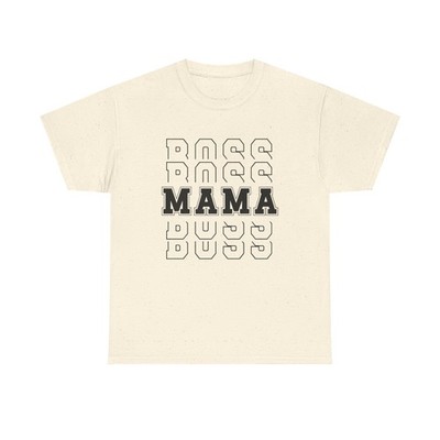 Mama Boss tee | Repeating 'BOSS' outline with bold MAMA graphic