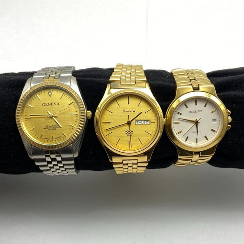 REGENCY GENEVA SONATA MIXED MODELS Stainless Steel Men's Watch Bundle of 3 - Afbeelding 1 van 6