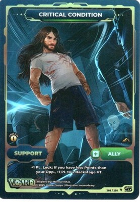 Vcard Awakened Worlds 1st Edition Critical Condition - Holo Support Secret Rare