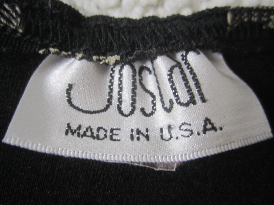 VTG Joslar Shirt Womens Medium Black Floral Short Sleeve Blouse Nylon Spandex - Image 3 of 4