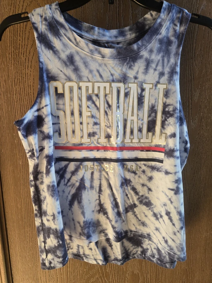 GUC Size 14/16 Justice Active Softball outfit tie dye tank shirt lace up shorts - Image 2 of 4