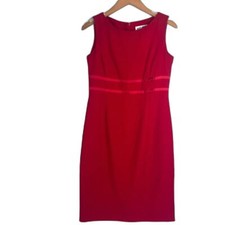 Julian Taylor Sleeveless Sheath Dress Bow Detail Size 6 Bold Red Dressy Cocktail