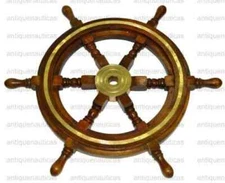 Brass Ring Handmade Decorative Antique Designer 18 Inch Wooden Ship Wheel Gift