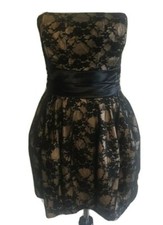Speechless Junior 11 Short Black Lace Strapless Party Prom Dress Gold Lining