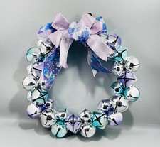 Holiday Christmas Metal Jingle Bells Wreath Wall Door Hanging Decor 12"