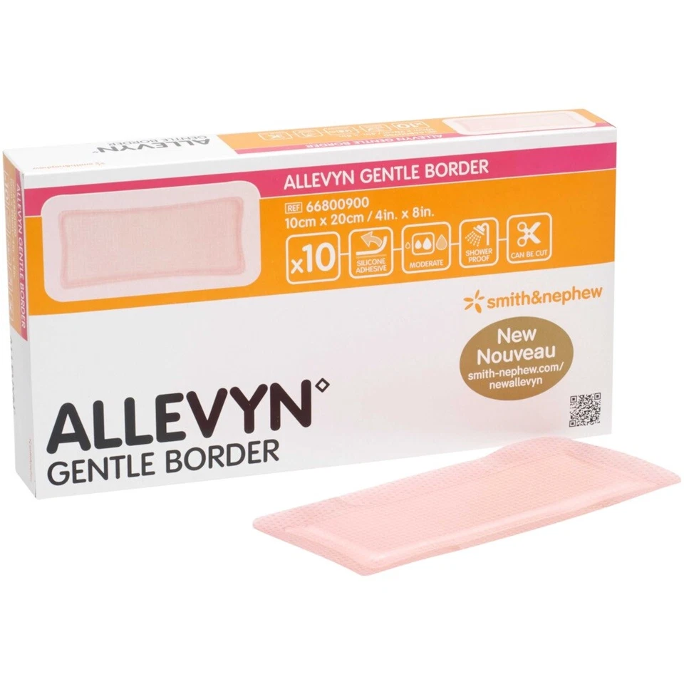 Allevyn Gentle Border Hydrocellular Dressings 10cm x 20cm, Pack 10, 5, 1