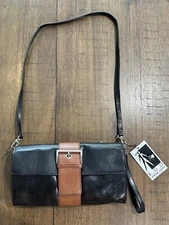 EGO Genuine Leather Black/Whiskey Purse Handbag New with tags!