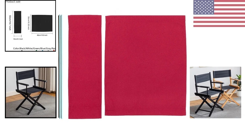 Capa de substituição de lona Director Chair - Vermelha - Conjunto de 3 - Material durável - Imagem 2 de 4