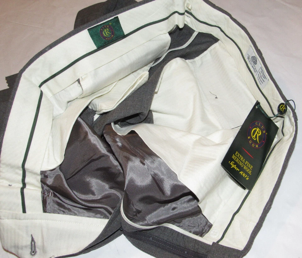 ¡2 NUEVOS PARES DE PANTALONES/PANTALONES DE VESTIR! HABITACIÓN CLUB Y ALFANI! LANA/PLIEGUES/RAYÓN FORRO 38 Foto 4 de 4