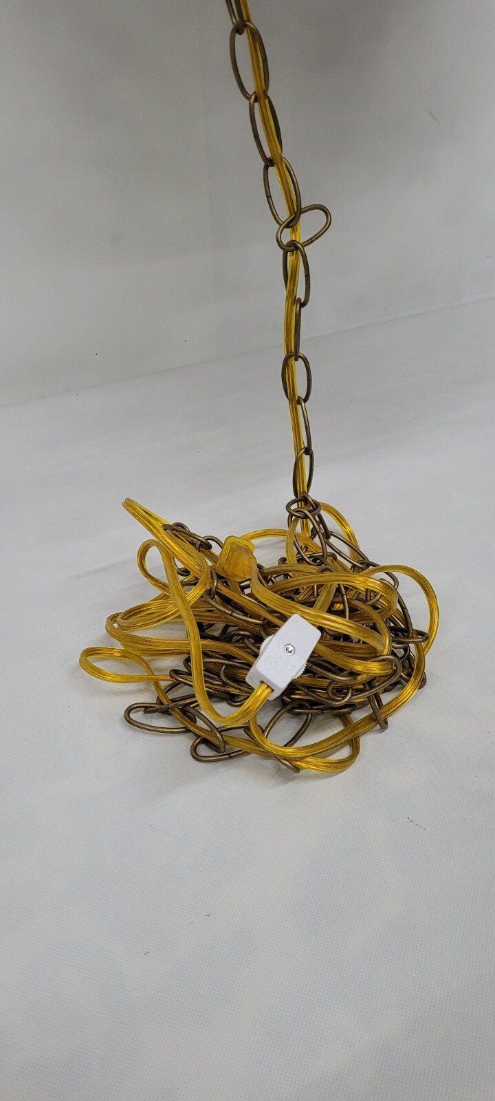 Vintage Brutalist Pendant Light Plug-In Swag Mid Century Minimalist Metal Lamp