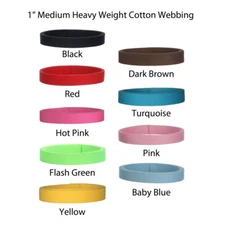 10 Yards  of 1 Inch Medium Heavy Weight Cotton Webbing - 22 Colors to Choose