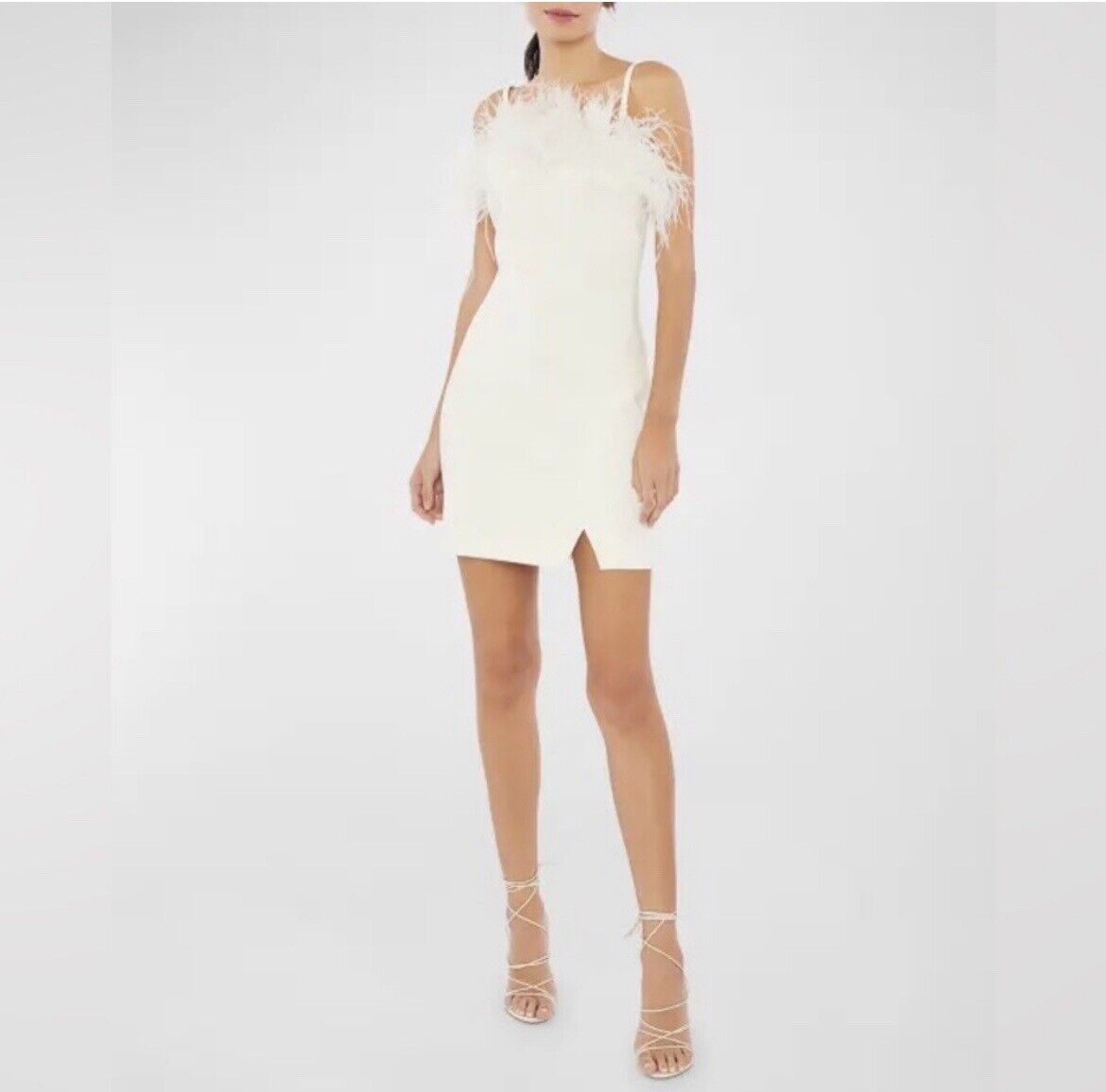 Likely White Katy Feather Cocktail Mini Dress - image 12
