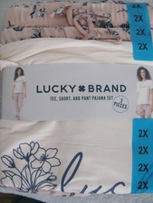 Lucky Brand 3 Piece Pajama Set-Tee/Joggers/Shorts-Pink Floral- Size 2X-NWT