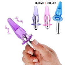 Vibrating Silicone Anal Plug Small Bullet Vibrator Finger Sex Toys for Women Men