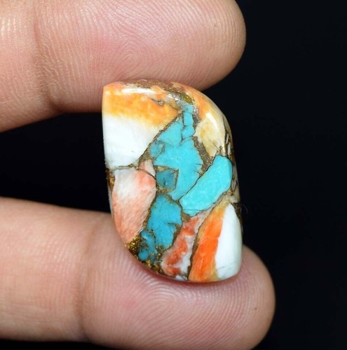 Perles Coquille D’huître épineuse Et Turquoise - Orange Et Turquoise - 4mm - Lot éthique