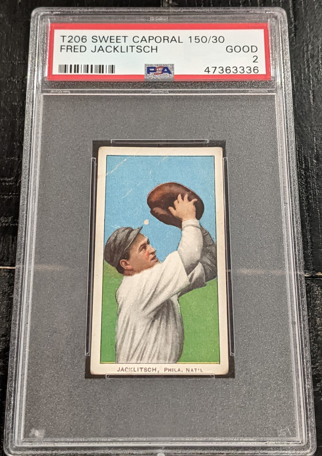 1909 T206 Fred Jacklitsch PSA 2 GD Sweet Caporal 150/30 Phillies!