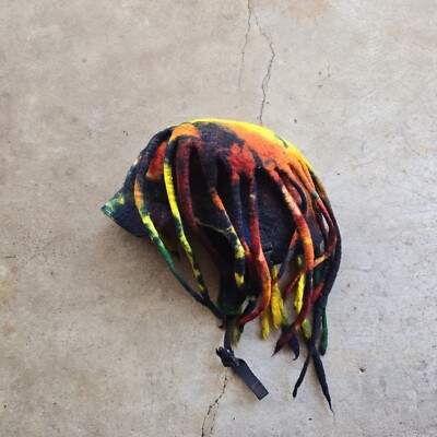 Vtg Toe Dye  Icebear Wool Headgear Rasta Locs Hat Snowboard Ski Skate Punk